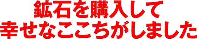 鉱石を購入して幸せなここちがしました